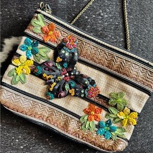 Embroidered Floral Clutch Bag